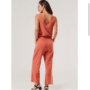 Pact Paprika Orange Revive Organic Cotton Sleeveless Jumpsuit XL